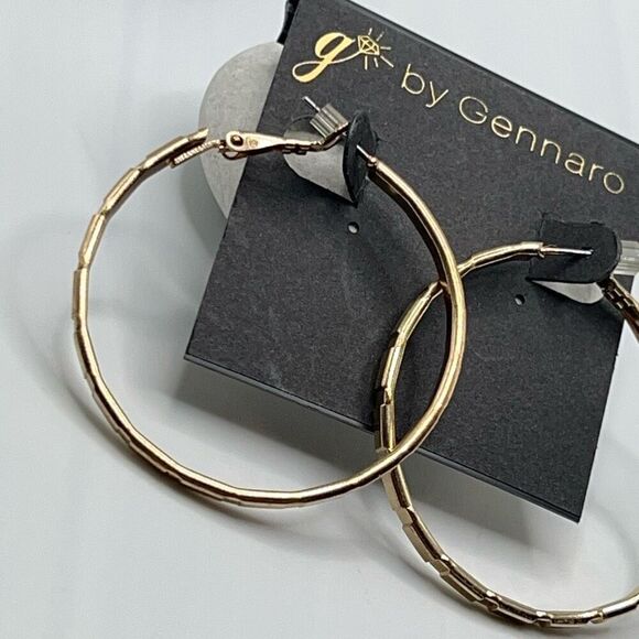 Gennaro Golden Hoop Earrings 70's Vibe - Picture 3 of 4